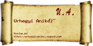 Urhegyi Anikó névjegykártya